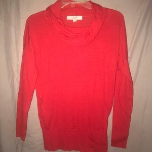 LOFT Turtleneck Wool Blend Red Long Sweater